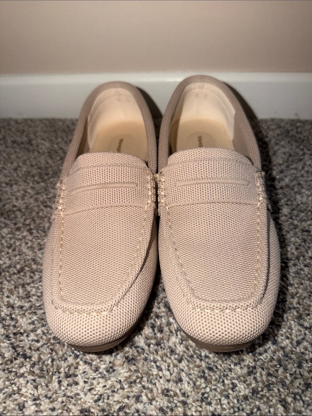 Men's Beige Knit Slip-On Loafers